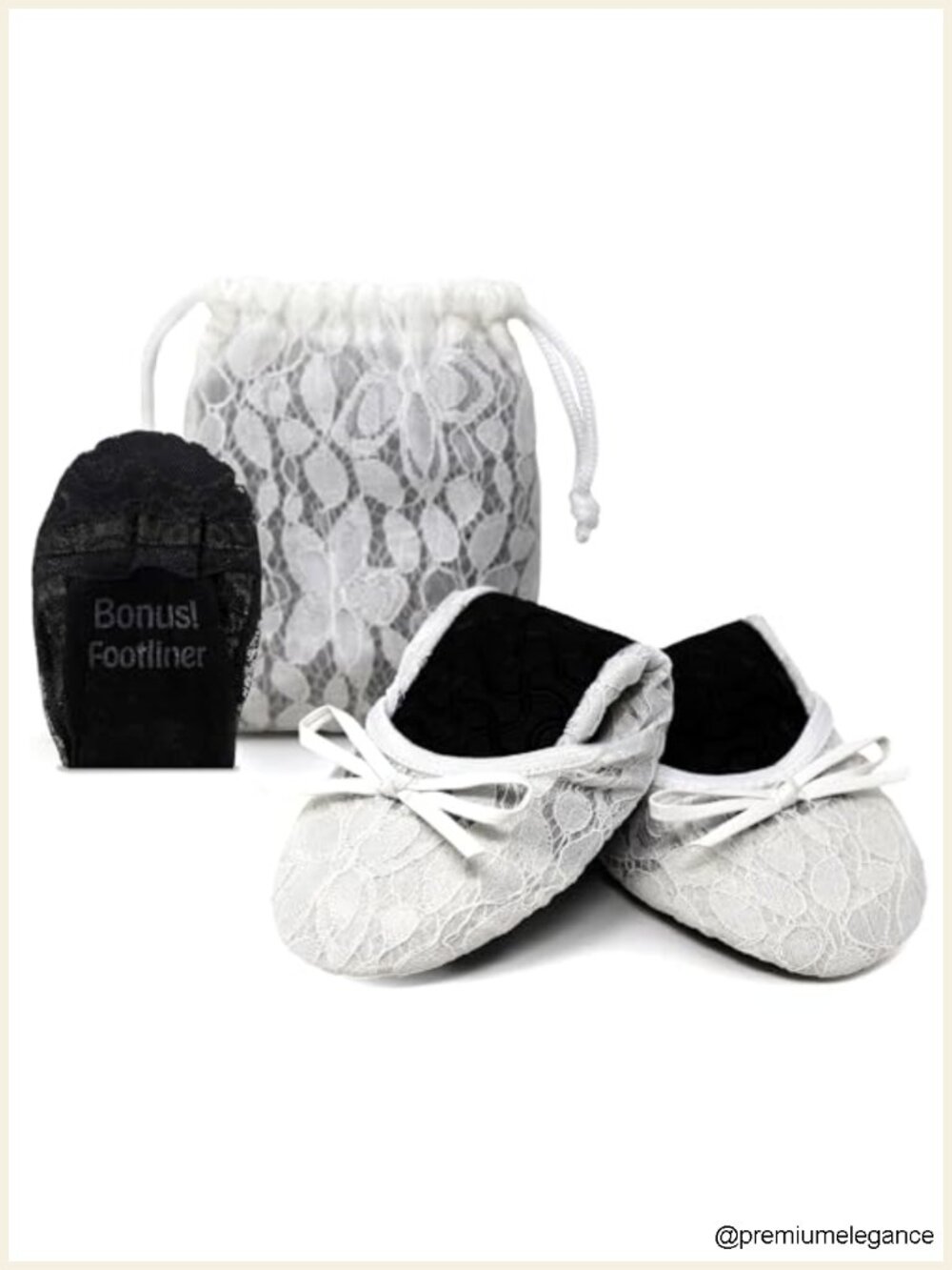 Women's Foldable Lace Ballet Flats for Wedding & Bridal - Comfortable Flat Shoes